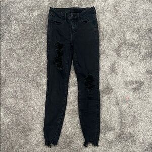 American Eagle Outfitters Black Distressed Skinny Jeans